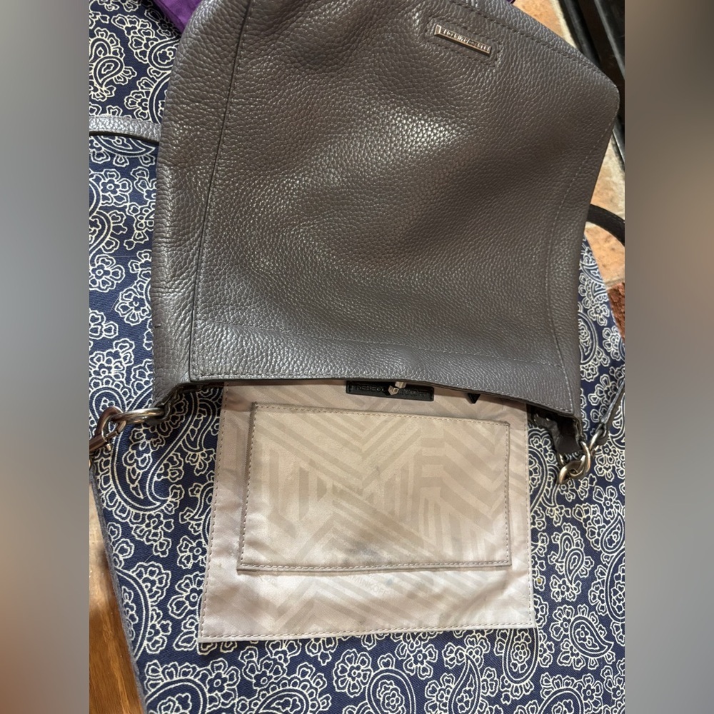 Rebecca Minkoff Grey Leather Studded Bucket Bag Tassels Crossbody - Picture 7 of 7